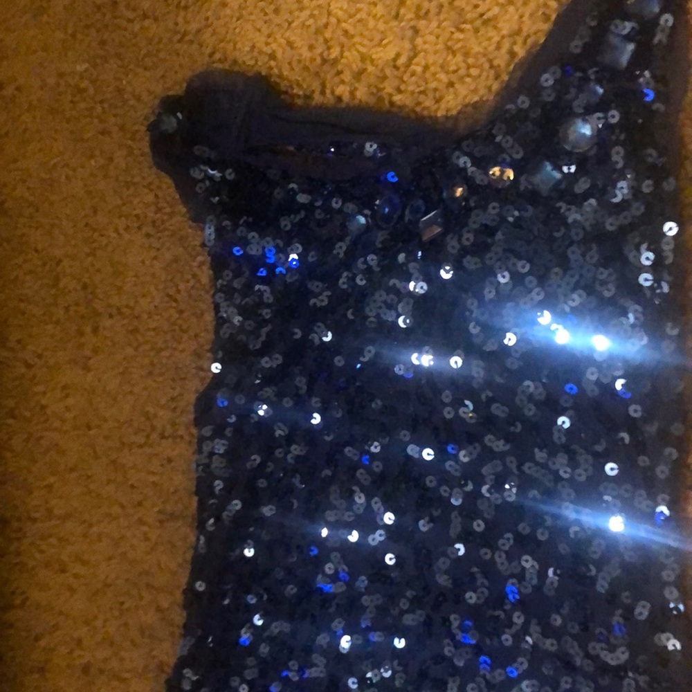 Blue sequin tank